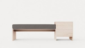 3D William bench right drawer white oiled model