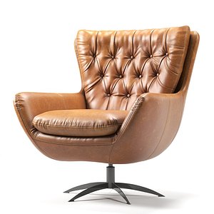 Wells Leather Swivel Armchair-3dsmax-Corona