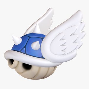 Turtle Koopa Troopa Shell Blue Wings Super Mario 3D model