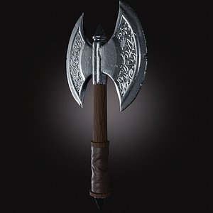 Axe silver PBR low-poly game raedy Low-poly 3D model