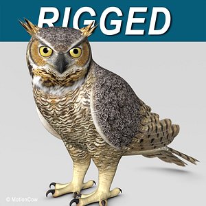 3ds max great horned owl folded