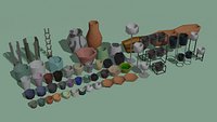 LowPoly Pot collection 01 with textures - Circular