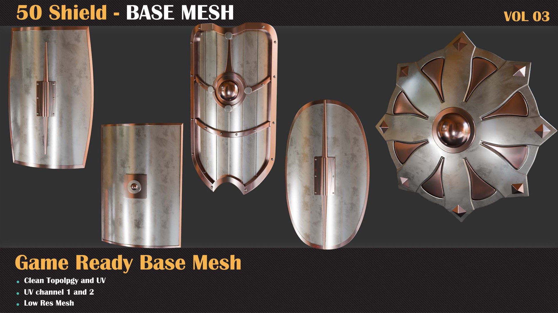 50 Shield Base Mesh - VOL 03 Game Ready Model - TurboSquid 2219802