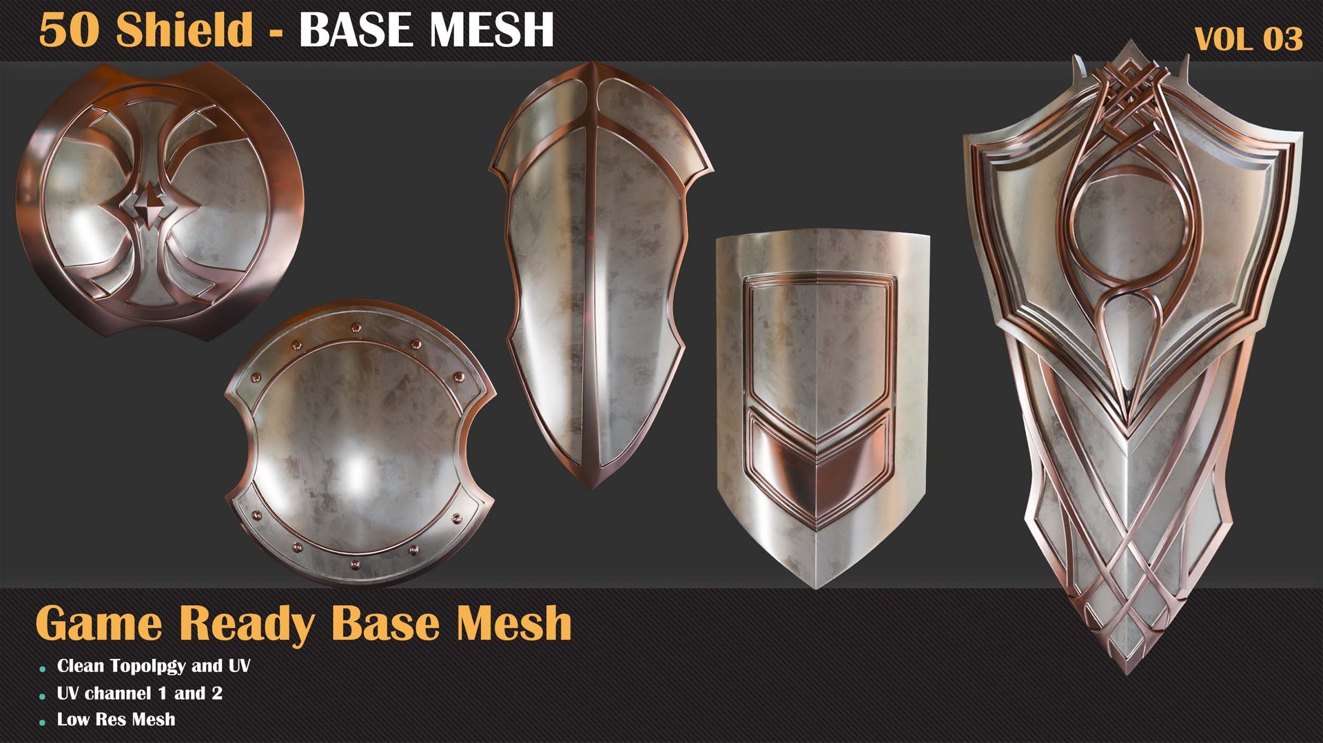 50 Shield Base Mesh - VOL 03 Game Ready Model - TurboSquid 2219802