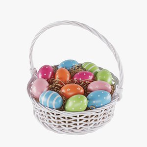 3D Easter Eggs Basket 04 model