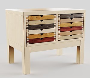Chest of drawers with different wood finishes 3D model