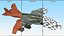 3D Futuristic Damaged Fighter Aircraft Rigged model