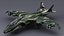 3D Futuristic Damaged Fighter Aircraft Rigged model