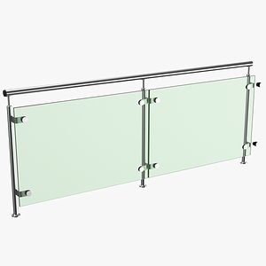 Detailed Glass Handrail 3D model