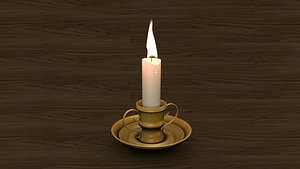 old ancient candle flame 3D model