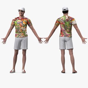 Asian Man Summer Outfits Rigged for Modo model