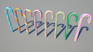 8 candy canes 3d obj