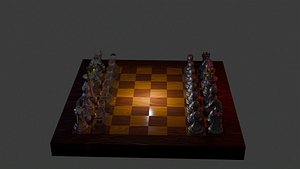chess pieces made of glass and metal model