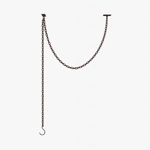3D Rusty Chain with Hook