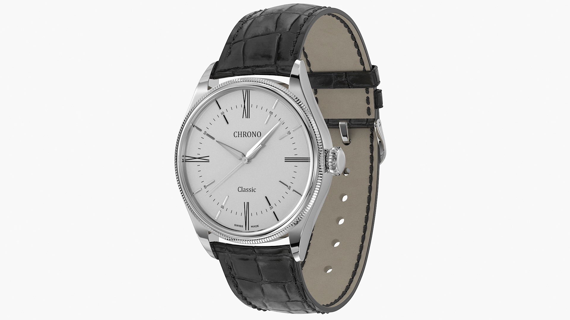 3D Chrono Classic Watch 3 White Dial Closed - TurboSquid 2144365