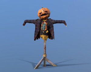 Scarecrow with pumpkin head