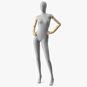3D Flexible Female Mannequin Standing Pose Satin Grey