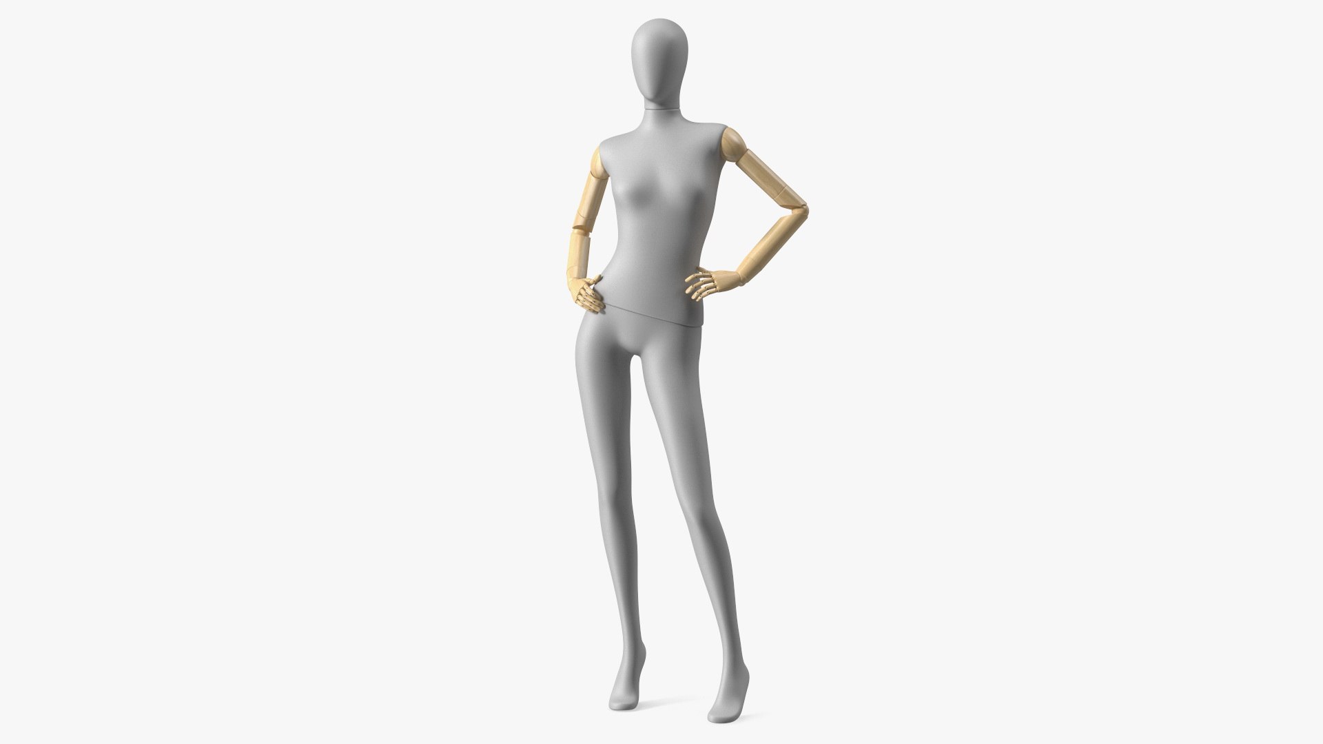 Flexible Female Mannequin Standing Pose Satin Grey 3D model preview