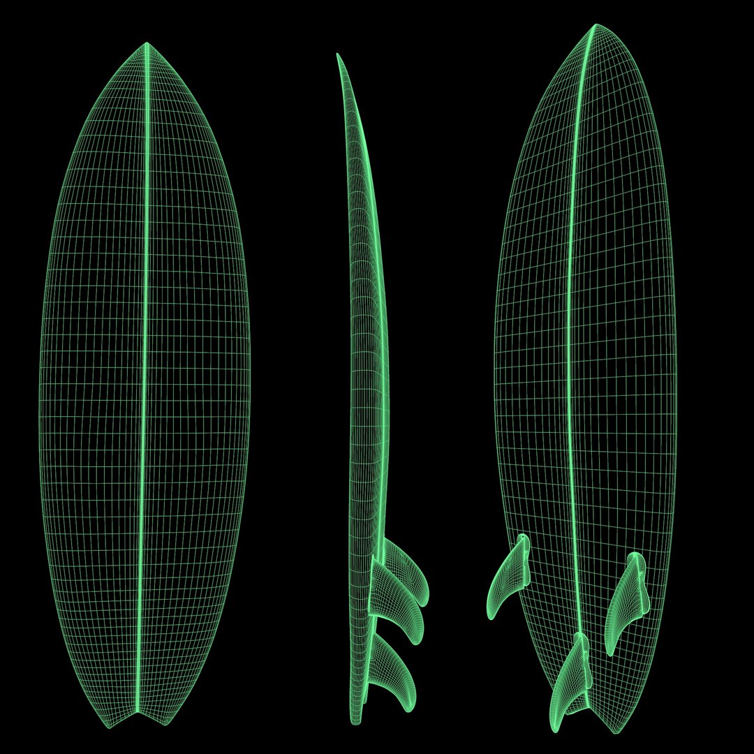 Surfboard Fish Tail Model - TurboSquid 1760473