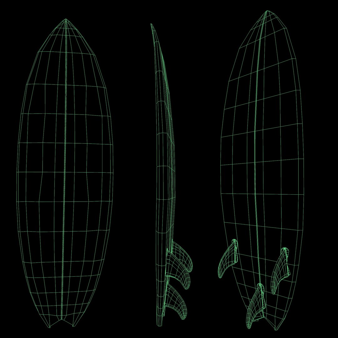 Surfboard Fish Tail Model - TurboSquid 1760473
