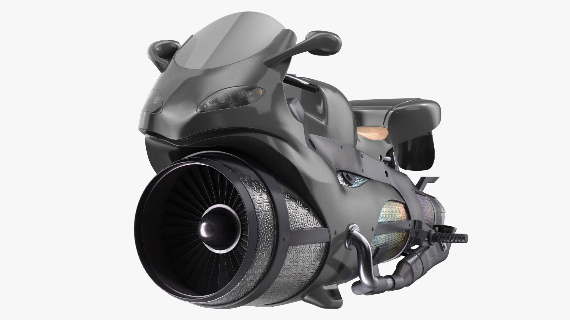 Futuristic Concept Motorcycle Black Rigged 3D model preview