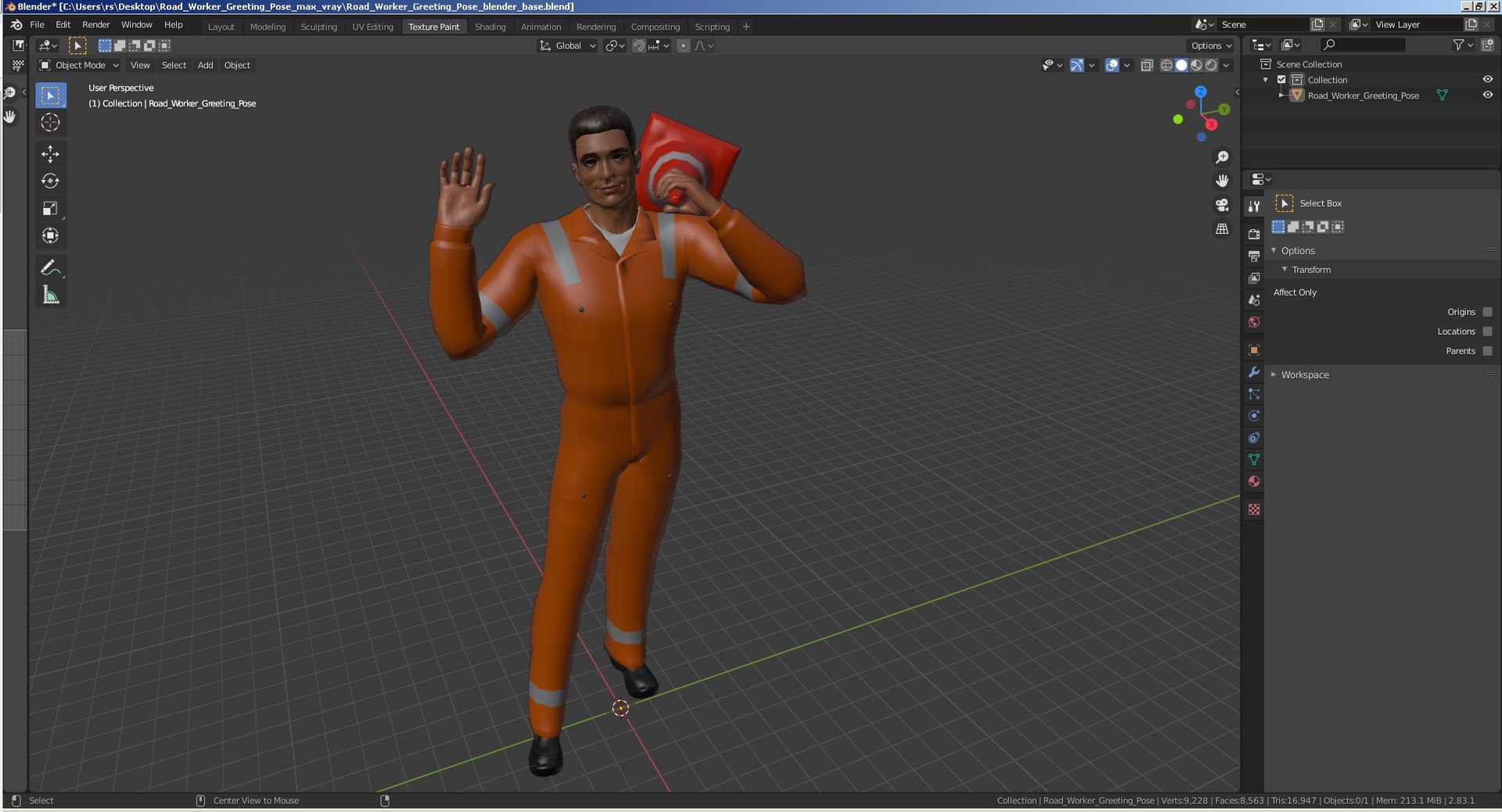 3D road worker greeting pose https://p.turbosquid.com/ts-thumb/Vk/ObcZem/qzTjOn21/roadworkergreetingpose3dsmodel021/jpg/1597071285/1920x1080/fit_q87/6618d9a3b6447455d9d96055c897b97404a44a20/roadworkergreetingpose3dsmodel021.jpg
