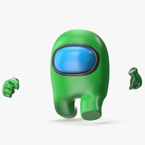 Green Among Us Character Running
