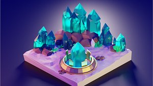 Low-Poly World Decorations game Crystals Sand Stones Rock Low-poly 3D model 3D model