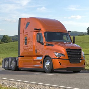 3D Modern Semi Truck Tractor with Sleeper Simplified