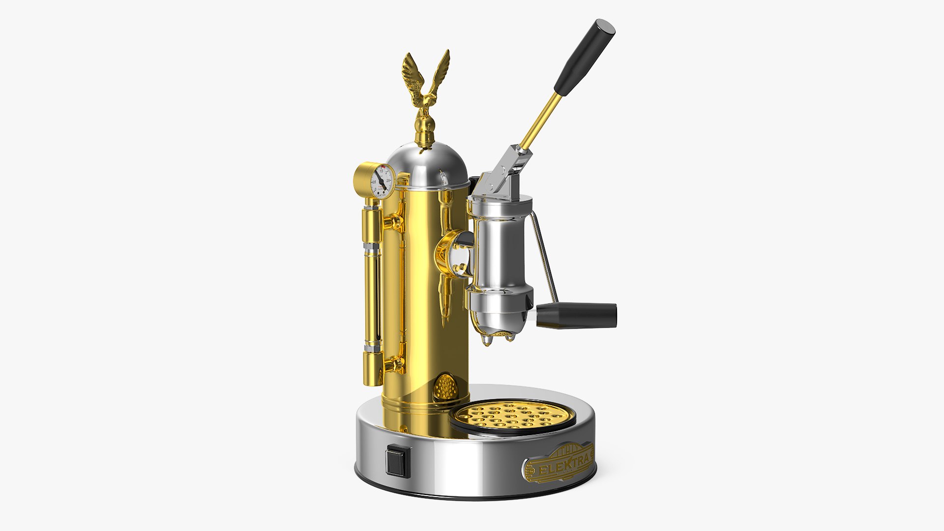 Elektra Micro Casa Leva Coffee Machine Chrome and Brass 3D model preview
