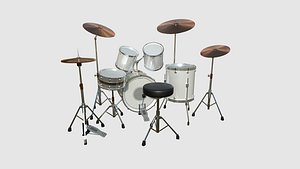 Drum 06 White - Drumming Music Instrument Design 3D model