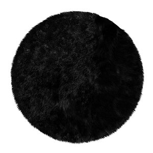 3D Round fluffy black carpet