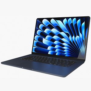3D Apple MacBook Air 15 M3 2024 Midnight Rigged model