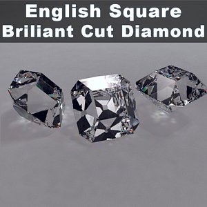 3d model english square cut brillinat