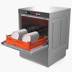 3D Commercial Dishwasher Asber with Plates model