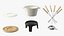Iron Fondue Set Beige