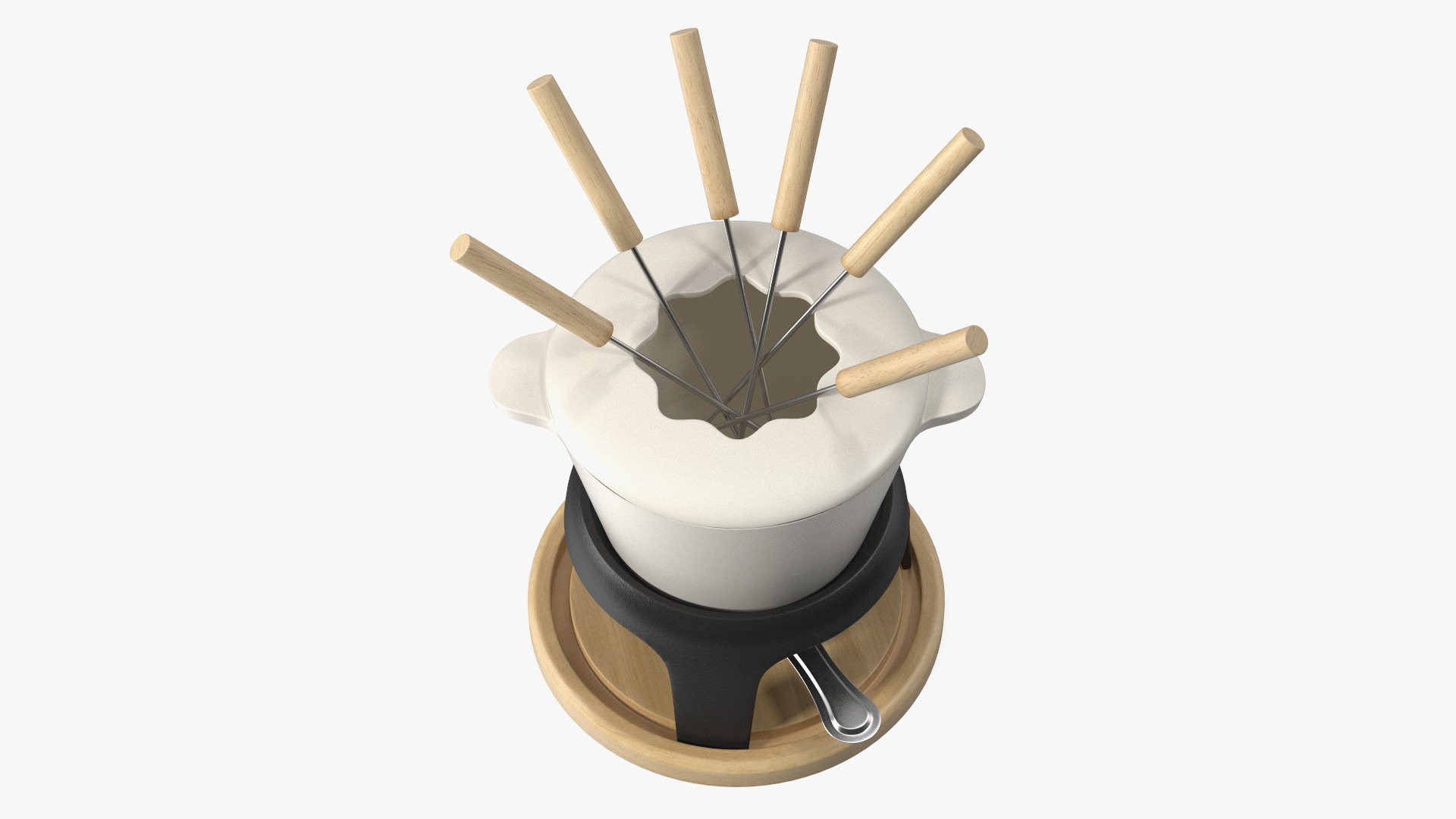 Iron Fondue Set Beige 3D model preview