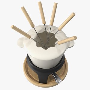 Iron Fondue Set Beige 3D model