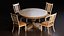 3D Round Wooden Dining Table Set with 4 Chairs