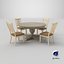 3D Round Wooden Dining Table Set with 4 Chairs