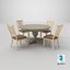 3D Round Wooden Dining Table Set with 4 Chairs