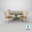 3D Round Wooden Dining Table Set with 4 Chairs