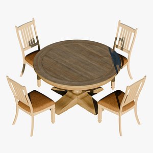 Round Wooden Dining Table Set with 4 Chairs