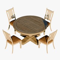 Round Wooden Dining Table Set with 4 Chairs