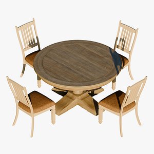 Round Wooden Dining Table Set with 4 Chairs