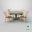 3D Round Wooden Dining Table Set with 4 Chairs
