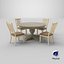 3D Round Wooden Dining Table Set with 4 Chairs