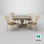 3D Round Wooden Dining Table Set with 4 Chairs