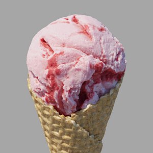 Ice Cream Waffle Cone Strawberry