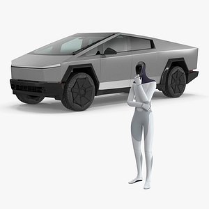 Tesla Cybertruck with Tesla Bot Collection